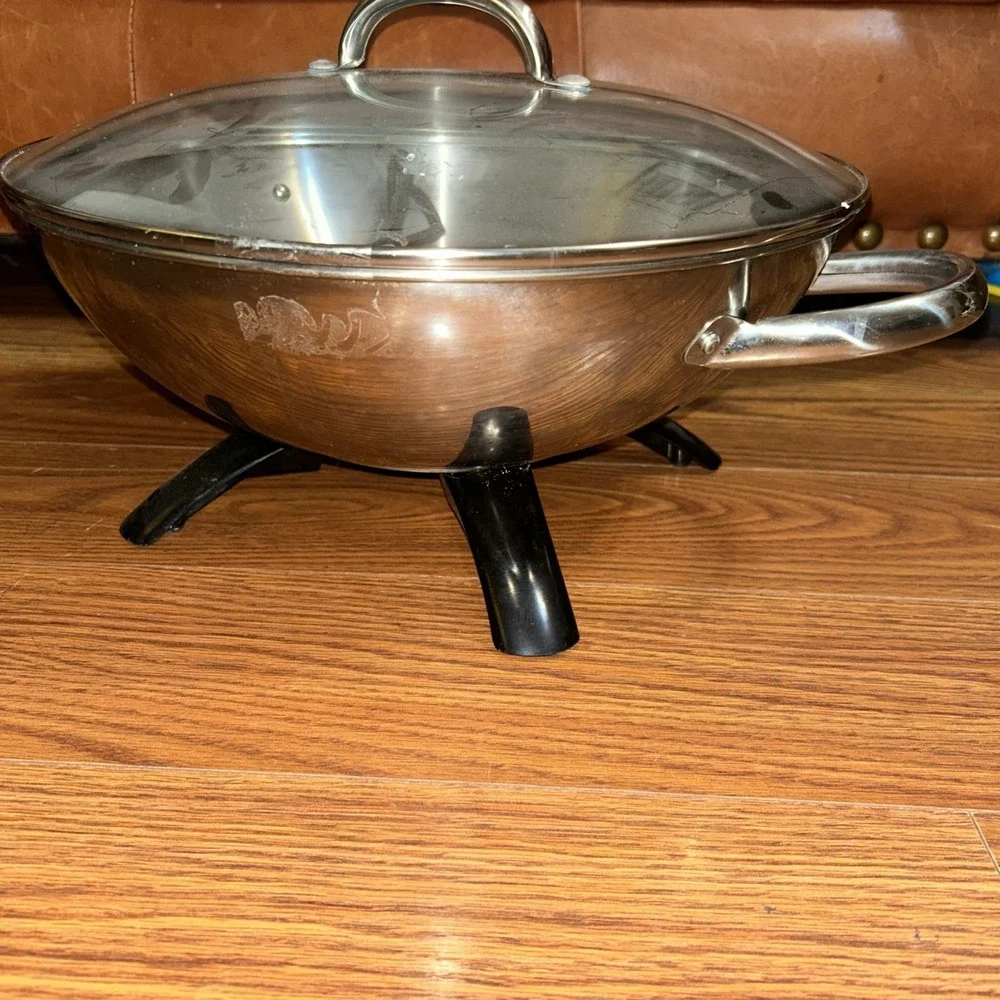 Presto 05900 Stainless Steel Electric Wok 1500W, Glass Lid, Large Capacity